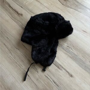 Black Faux Fur Trapper Hat